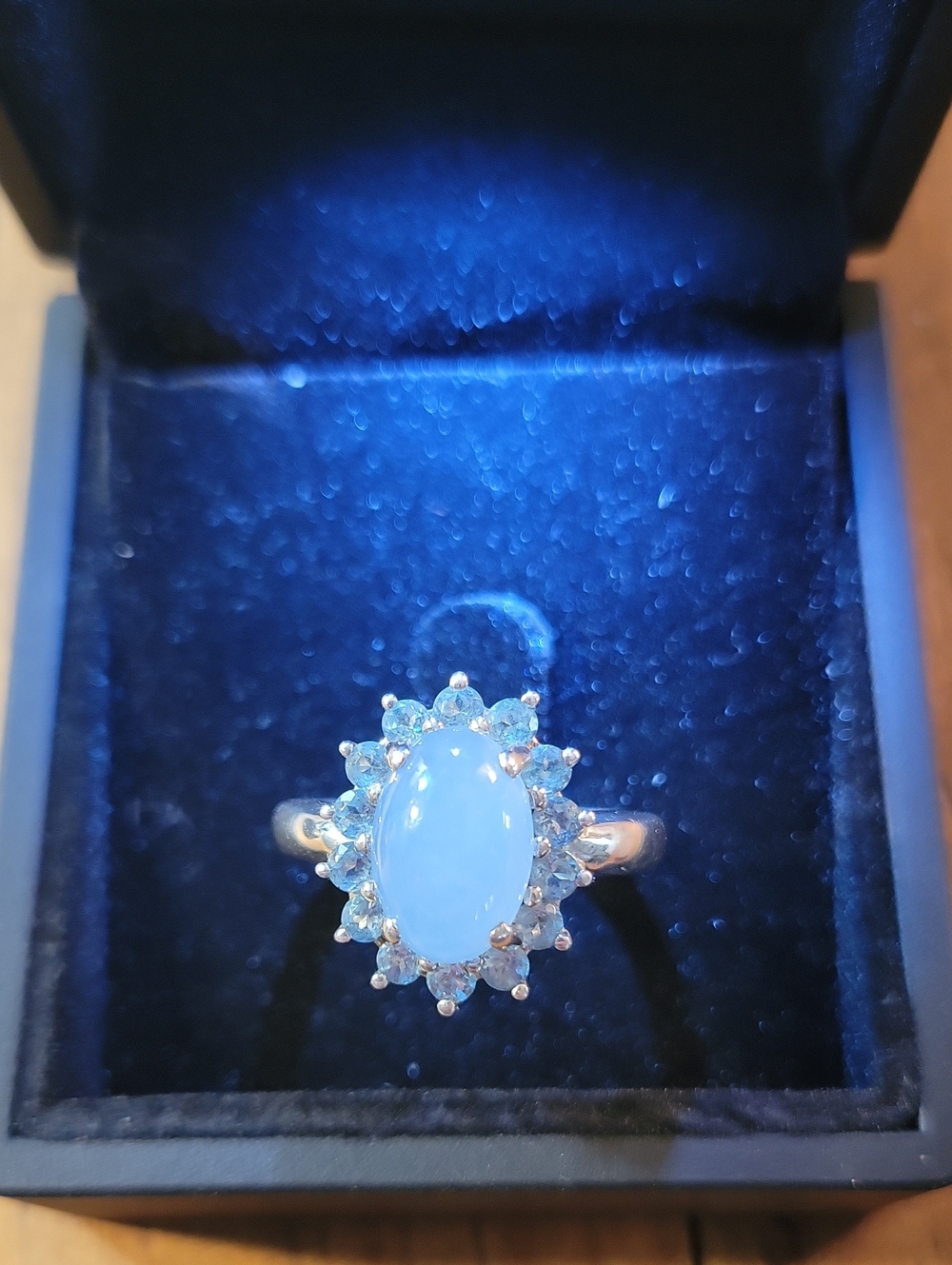 Michelle Albala 925 Sterling Silver Real Aquamarine & Blue Topaz Ring Size 8.25
